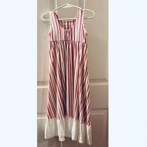 WILDLING 2T* -3T Girls Peppermint Striped Maxi Lounge Dress Red & White w Ruffle